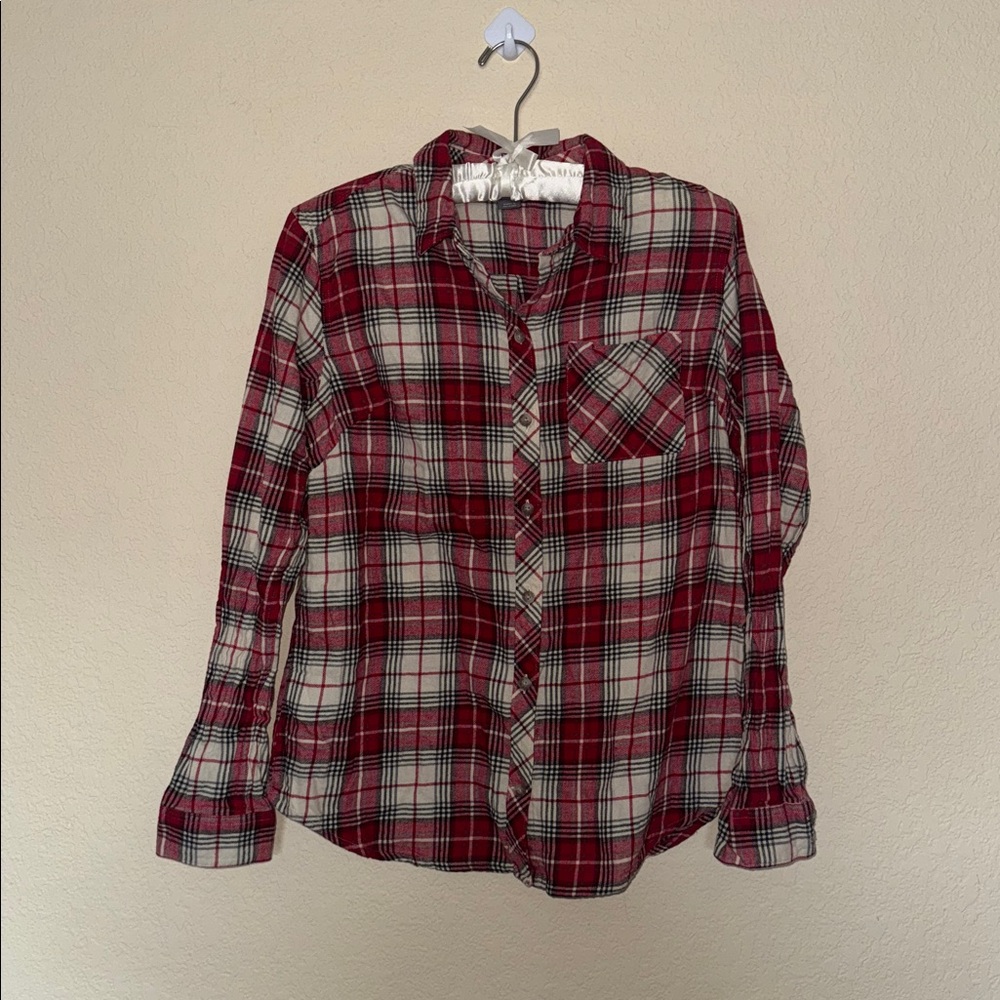 Eddie Bauer Red and White Plaid Shirt